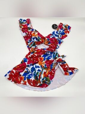 Floral One Piece Swimsuit Cover Up Skirt Medium NWT Cutout Wrap